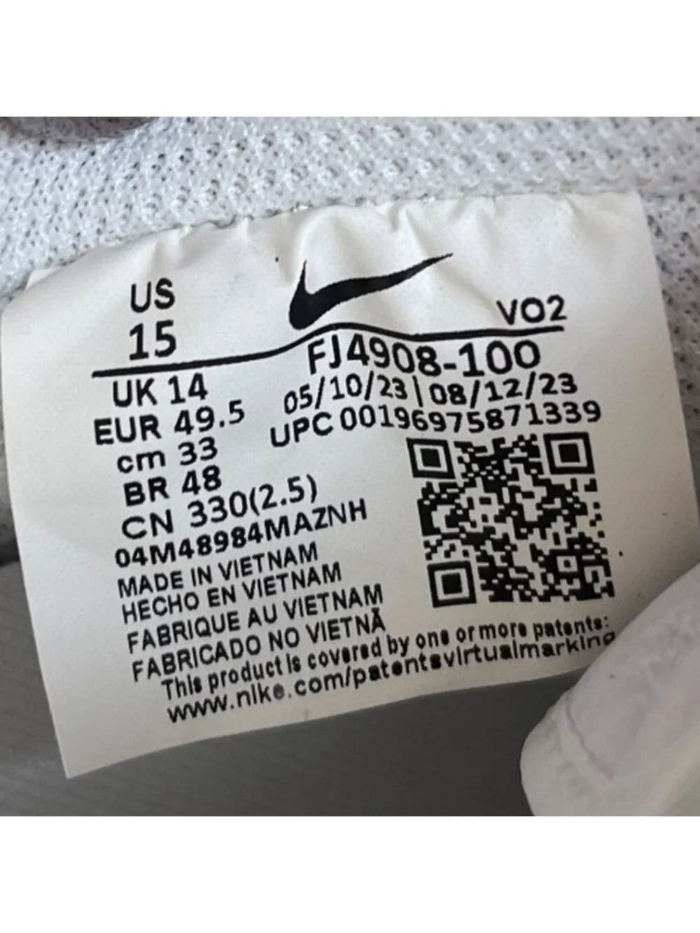 Nike Air Force 1 SP Mens Size 15 Triple White ALYX 9SM Leather Shoes Sneakers
